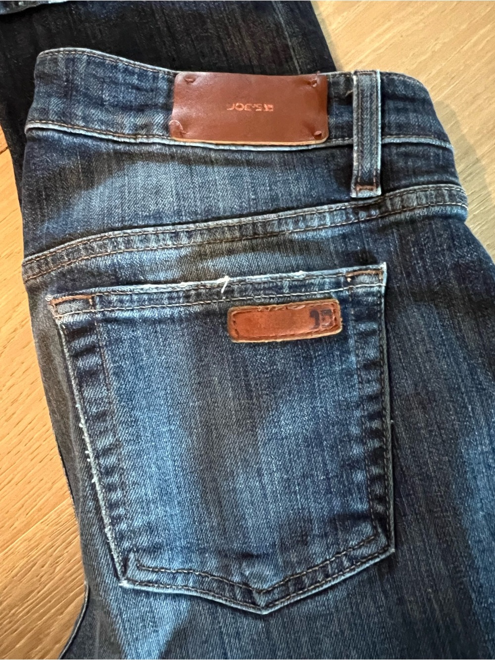 Joe's Jeans Dark Blue Straight Leg Women's Jeans with Leather Accents